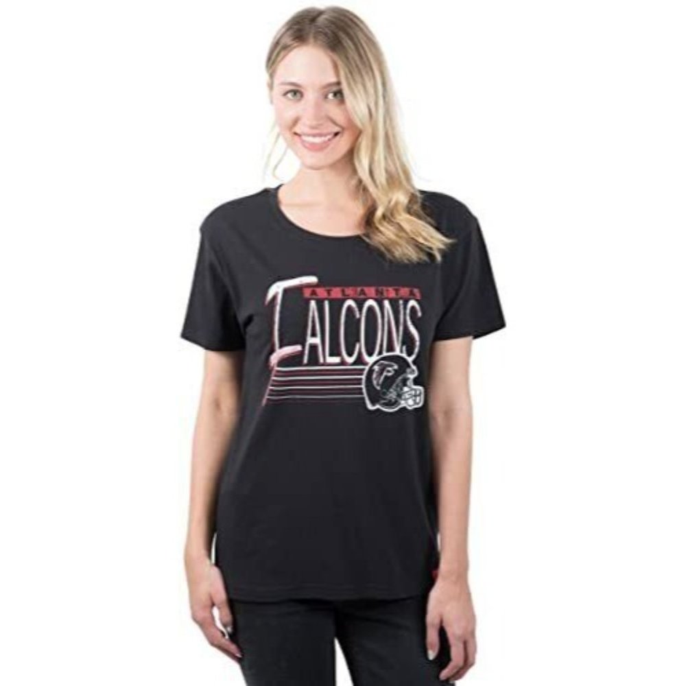 Women's NFL Atlanta Falcons Scoop Neck‎ Short Sleeve T-Shirt, Black, Small, NWT